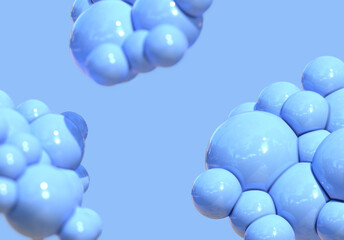 3d blue bubble abstract background render