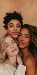Obraz premium Diverse models of different ethnicities display sensuality and beauty.