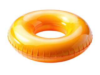 Orange Inflatable Pool Float. A bright and fun float perfect for pool or beach activities. Isolated on transparent background, png.