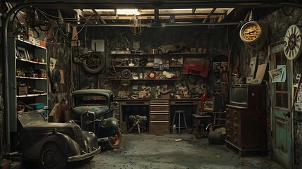 Paranormal investigator's eerie decor garage