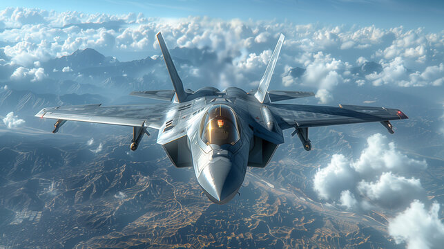 Multirole 6th generation fighter jet in the air