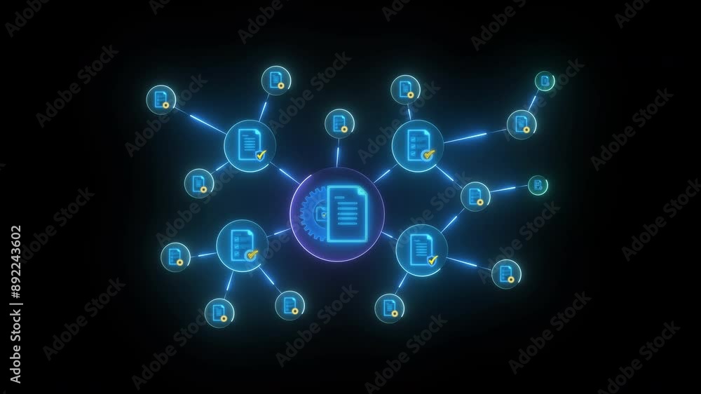 Wall mural document management system and process automation concept. quality business service. animation of do