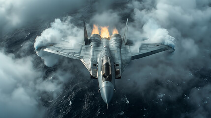 Multirole 6th generation fighter jet in the air