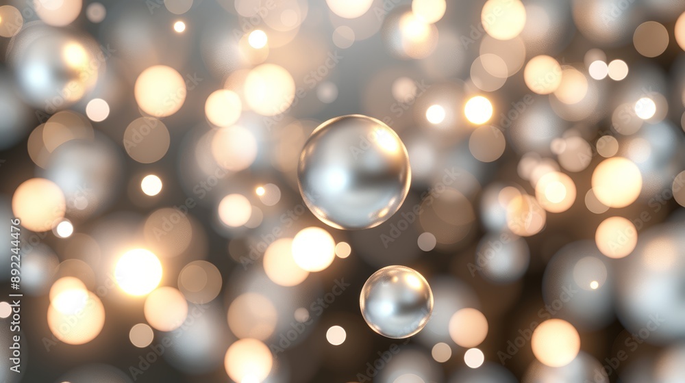 Poster an abstract background with soft, blurred circles of light creating a bokeh effect, high-resolution 