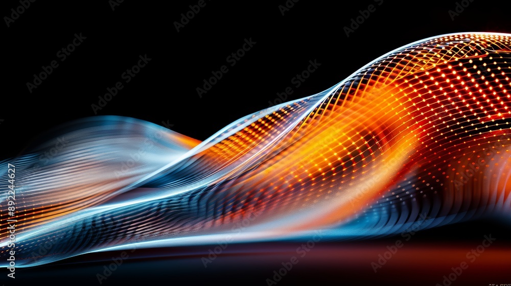 Poster light trails creating abstract lattice patterns, organic shapes, vibrant and energetic, high-resolut