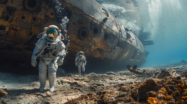 Astronauts training underwater