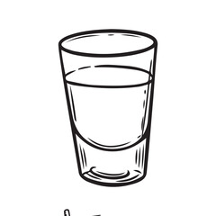 Small shot drink engraved line drawing vector illustration.