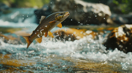 Trout Jumping Out Of Water 