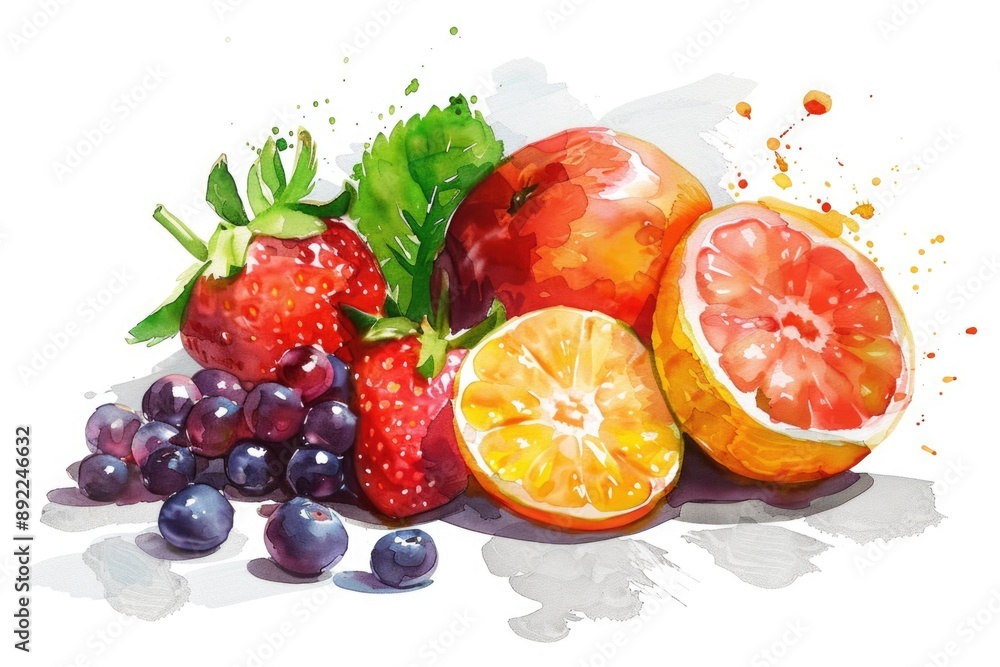 Poster a still life of assorted fruits arranged on a table