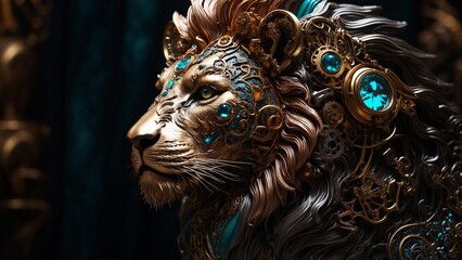 Obraz premium Technological lion head statue