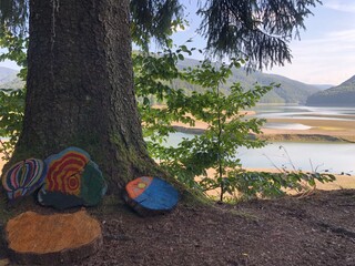 person walking on the river