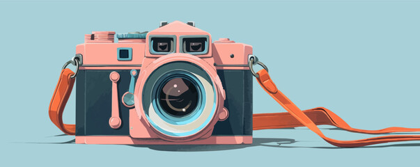 Fototapeta premium Retro camera with strap Vector flat minimalistic isolated illustration