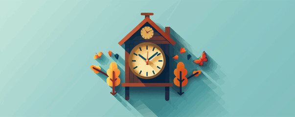 Classic cuckoo clock on the wall Vector flat minimalistic isolated illustration