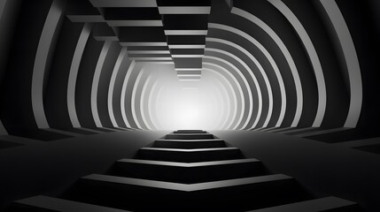 3d rendering of black and white abstract geometric background. Scene for advertising, technology, showcase, banner, game, sport, cosmetic, business, metaverse. Sci-Fi Illustration. Product display