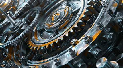 A close up of a mechanical gear with a metallic look