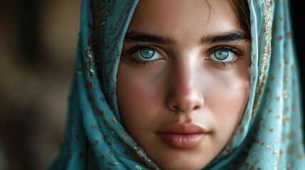 A close-up shot of a woman wearing a headscarf, perfect for portraits or lifestyle photography
