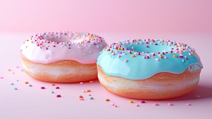 Two Donuts on Gradient Pastel Backgrounds 