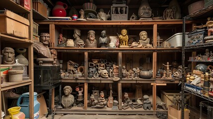 Hobby archaeologist's artifact collection garage