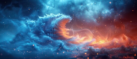 Abstract Blue and Orange Cloud Formation