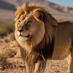 Wildlife Lion Majestic Big cat Wilderness feline in the desert