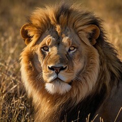 Fototapeta premium Wild Lion Majestic Big cat Wilderness feline in the desert