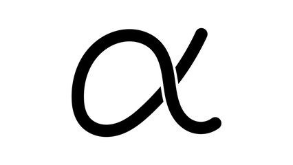 Alpha symbol, black isolated silhouette
