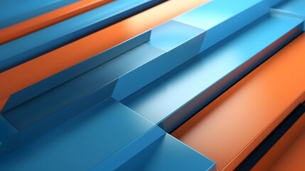Fototapeta premium 3d rendering of blue and orange abstract geometric background. Scene for advertising, technology, showcase, banner, game, sport, cosmetic, business, metaverse. Sci-Fi Illustration. Product display