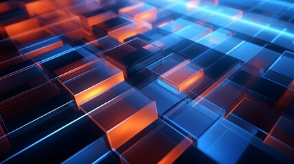 Fototapeta premium 3d rendering of blue and orange abstract geometric background. Scene for advertising, technology, showcase, banner, game, sport, cosmetic, business, metaverse. Sci-Fi Illustration. Product display