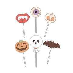 Spooky lollipop vector clip-art set isolated on white. Halloween candy illustration 