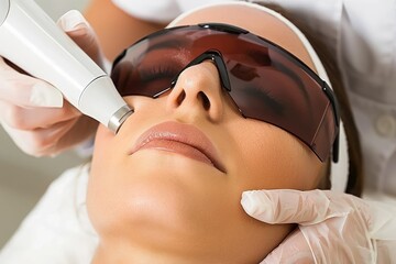 Naklejka premium Laser hair removal procedure in salon