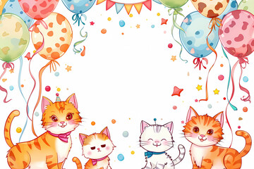 Birthday card with cute Cats, generated ai
