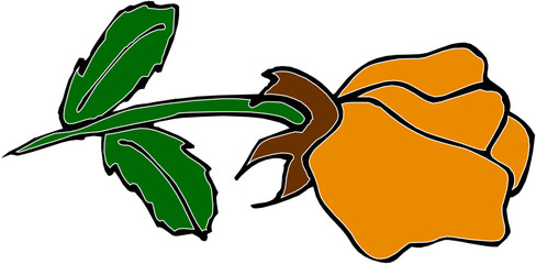 Vector silhouette illustration sketch, detailed design of a rose, ornament, icon, symbol of love for your beloved partner