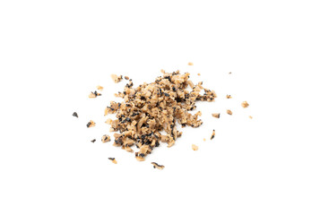 Chopped Truffle Chopped Parts Isolated, Tuber Melanosporum Mushroom Pieces, Black Truffle Cuts