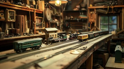 Fototapeta premium Hobbyist's model train garage