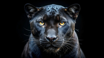 A black panthers head on black background