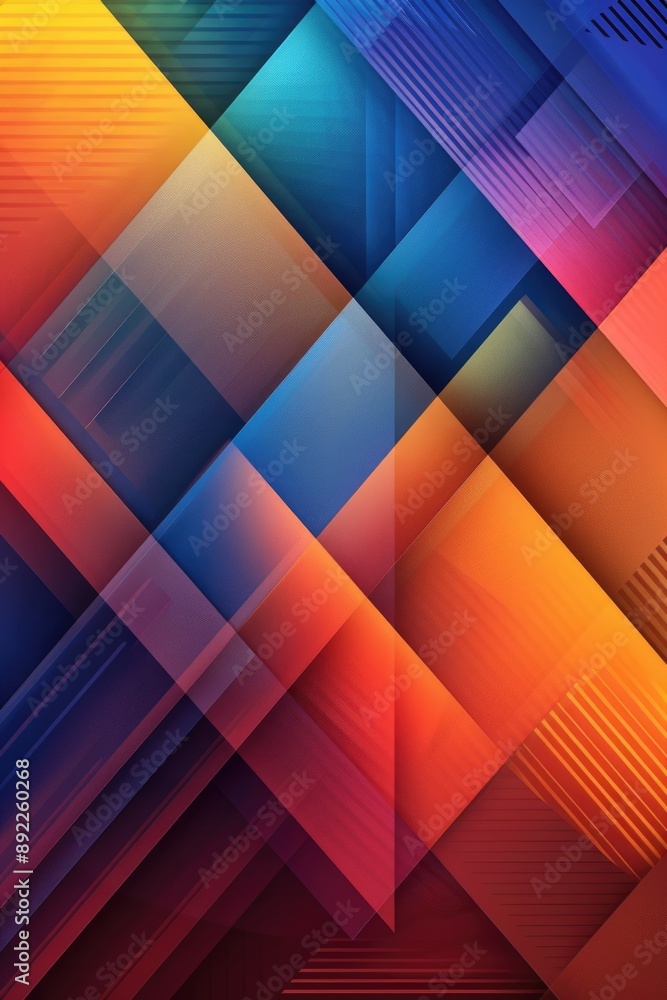 Poster A vibrant abstract design featuring colorful squares and lines on a bright background, ideal for use in creative projects