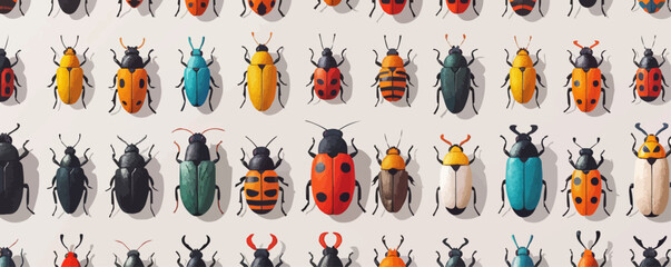 Toy insects on a white background. Vector flat minimalistic isolated