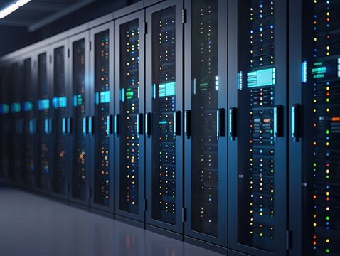 Securing Data with Futuristic Encryption Processes in a Selective Focus Server Room - Powered by Adobe