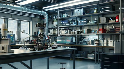 Fototapeta premium High-tech garage laboratory for scientific experiments and research projects