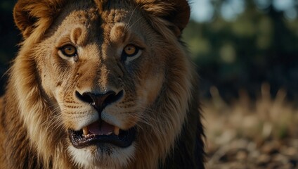 Fototapeta premium photo of a male lion that looks majestic made by AI generative