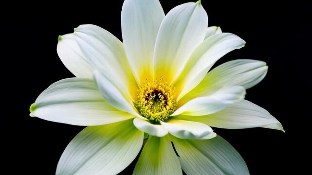 Lotus flower open on black background. White lotos bud blooms zoom. Beautiful asian garden. Floral blossom close up. Water lily grow in lake, pond. Macro view. Wild aquatic plant.