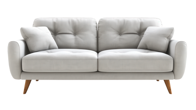 Grey sofa isolated on transparent background