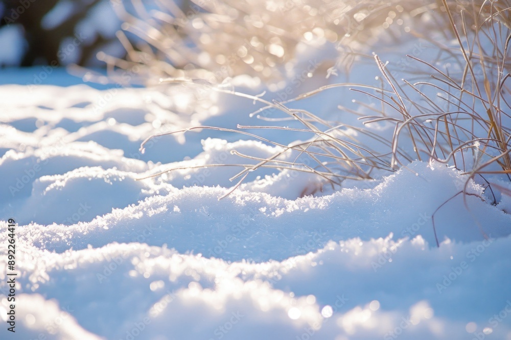 Poster A detailed view of snowy terrain with intricate patterns and textures
