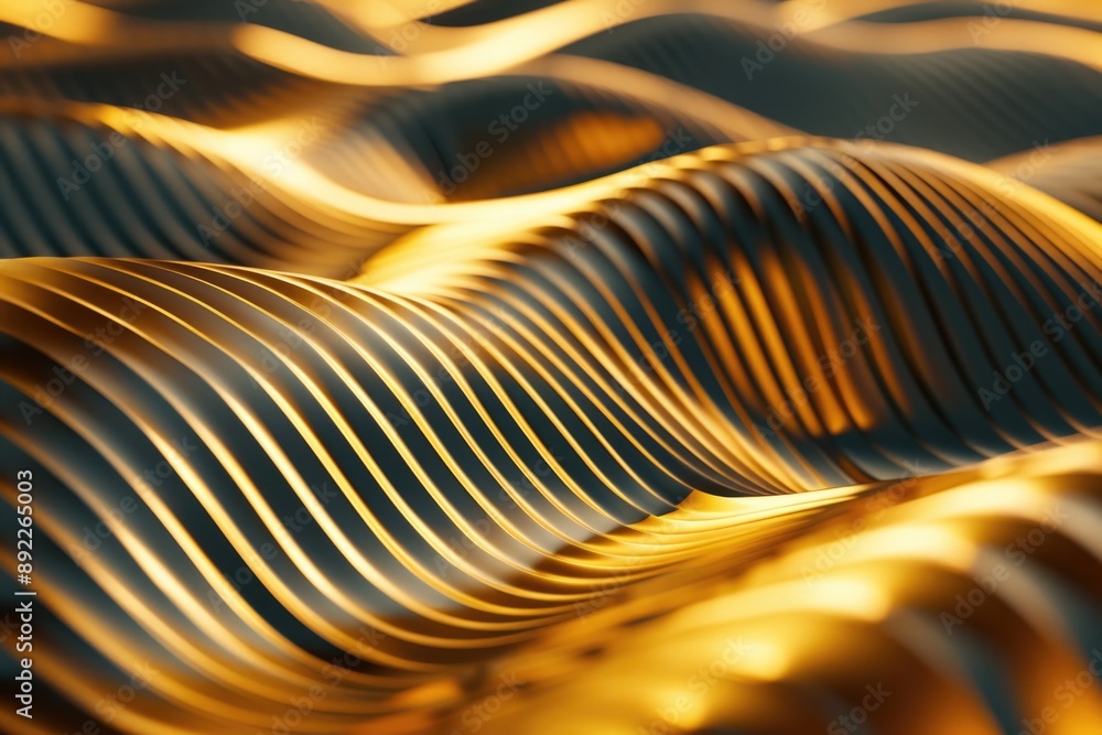 Poster Detailed image of a golden wave pattern