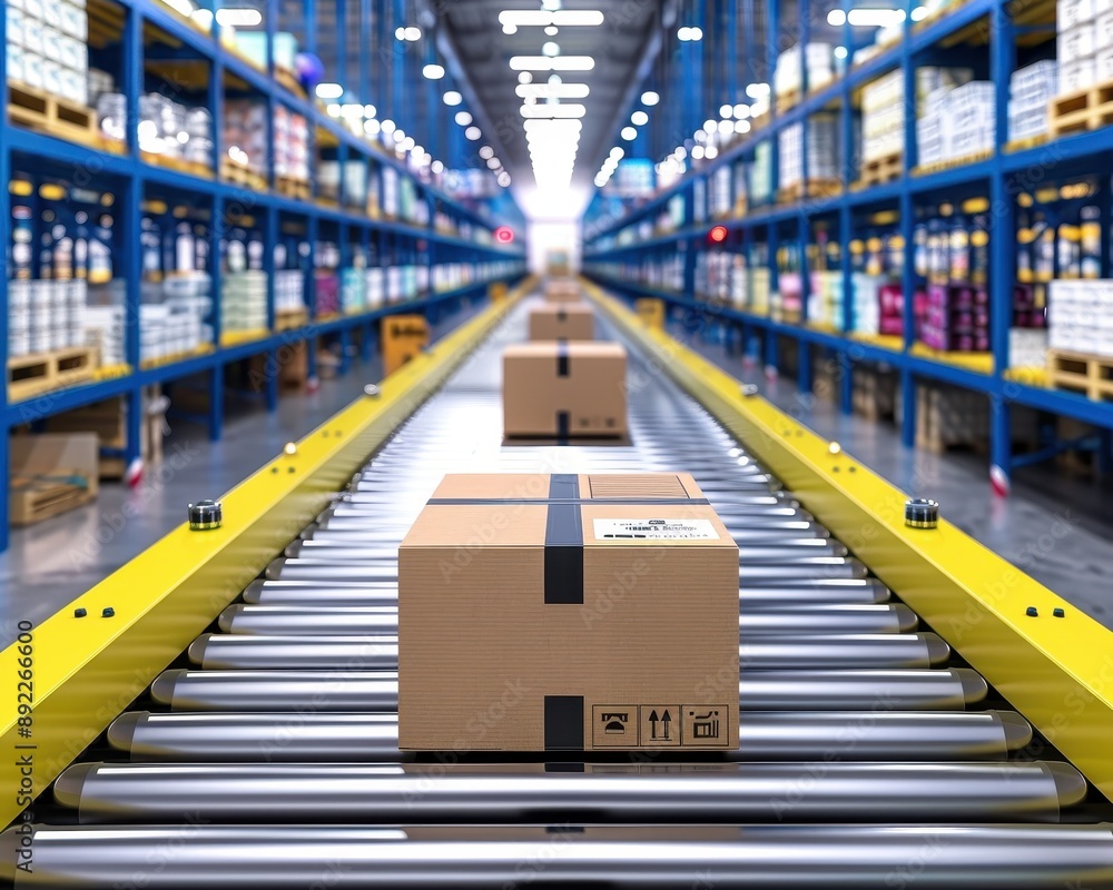Poster efficient automated conveyor system in warehouse