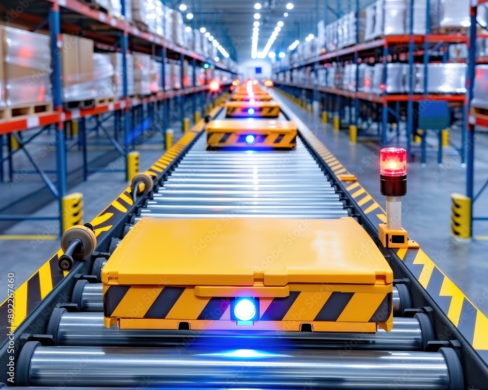 Aufkleber efficient warehouse with advanced sorting technology