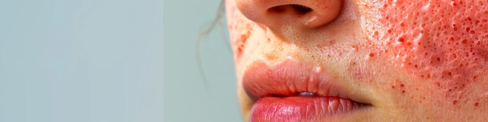 Fototapeta premium Abstract Visualization of Highly Contagious Bacterial Skin Infection: Pustules and Erythema in Vivid Detail. AI-Generated 4K Illustration Depicting Dermatological Condition with Red, Tender Rash for M