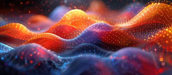 Fototapeta premium Abstract Wavy Background with Glowing Lights
