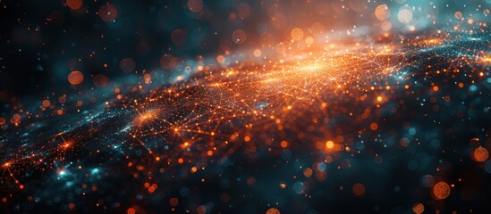 Fototapeta premium Abstract Network with Orange and Blue Lights
