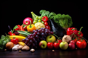 Colorful assortment of fresh fruits and vegetables, highlighting their natural beauty and nutritional value